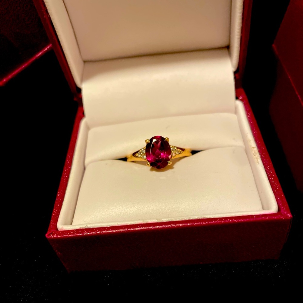 Rhodalite Diamond Rose Gold Ring Set.
